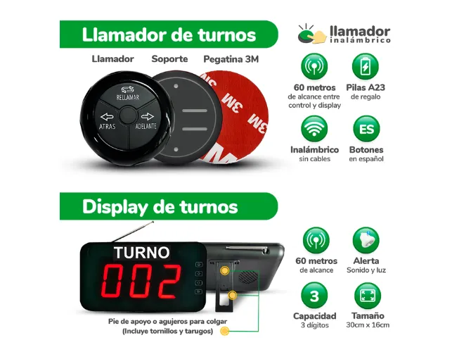 Turnero Inalámbrico 3 digitos